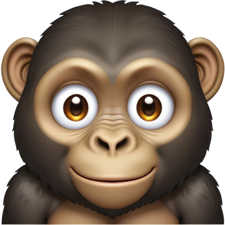 Cinematic Cute Gorilla Portrait Emoji, Head tilted playfully and inquisitively, with a robust, endearingly soft face accented by tender fur and round, sparkling eyes full of warmth, Simplified yet irresistibly adorable features, highly detailed, glowing with a warm, friendly jungle glow, high shine, affectionate and lively, stylized with a touch of whimsical charm, soft glowing outline, capturing the essence of a mischievous yet loving gorilla that feels like it could lumber out of the screen into your arms! emoji