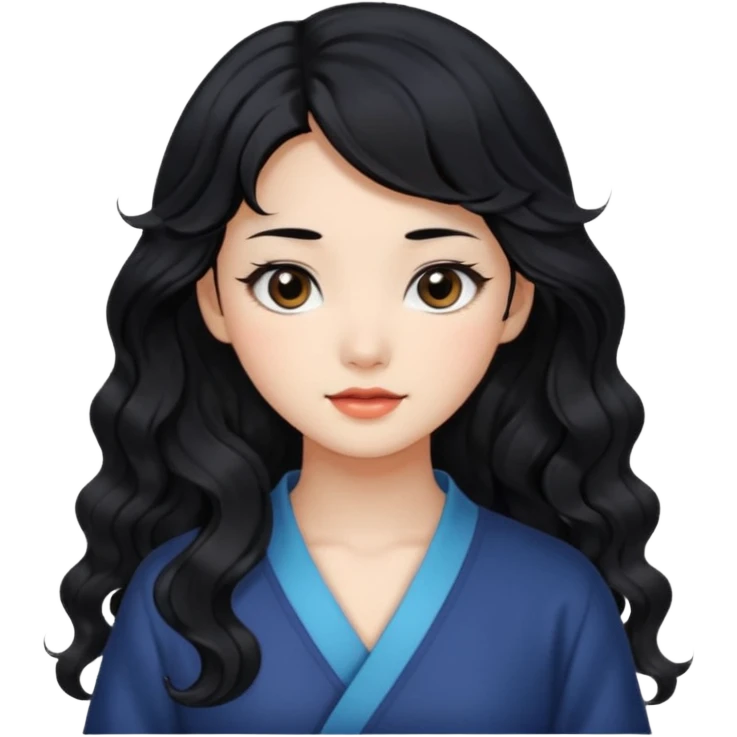 Beautiful girl,Black hair,wavy hair，long hair,Black eyes,Chinese emoji