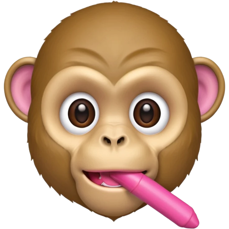 A monkey covering his mouth but with a sextoy dildo emoji