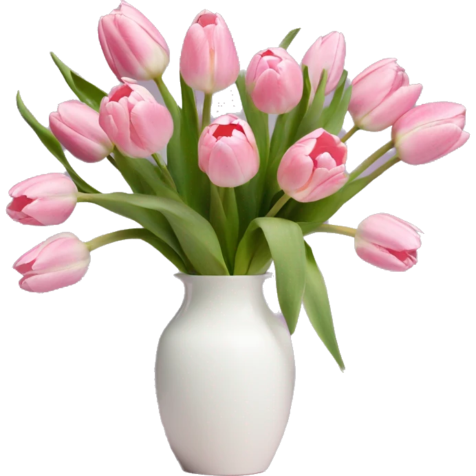 Pastell pink tulips in a white vase emoji