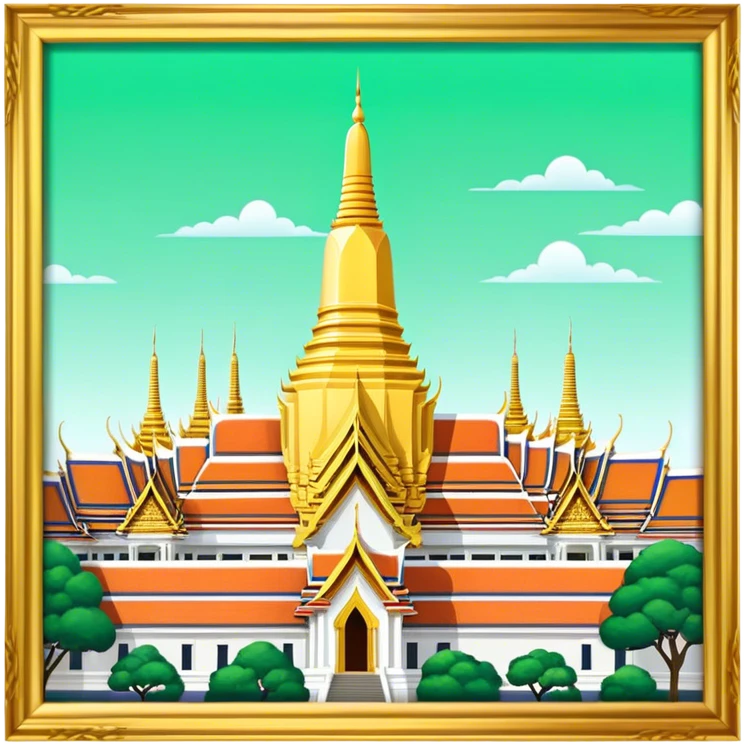Grand Palace Bangkok Landmark Emoji – Featuring golden spires, Thai architecture, and the Emerald Buddha Temple. emoji