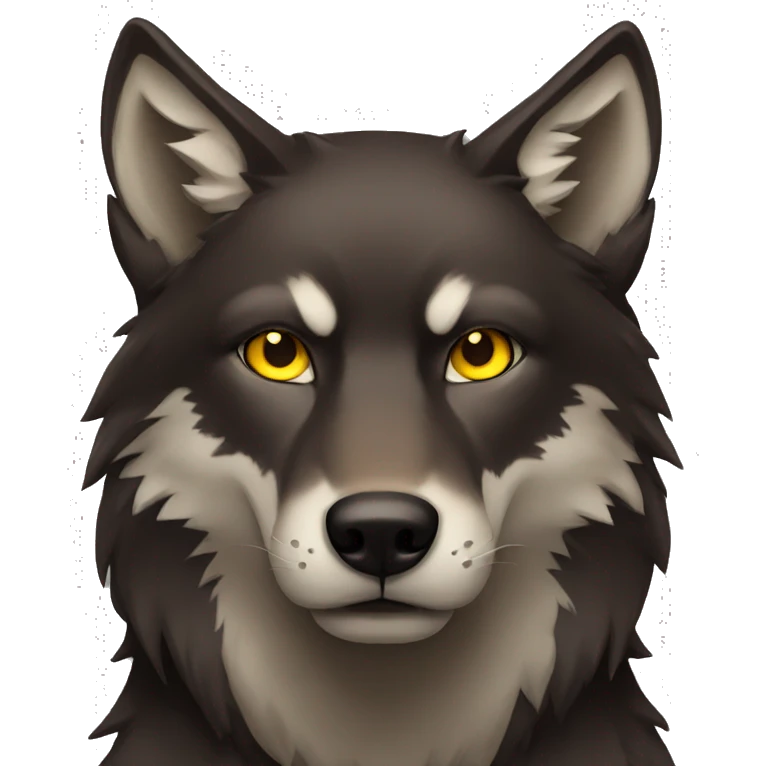 Dark brown wolf with yellow eyes emoji