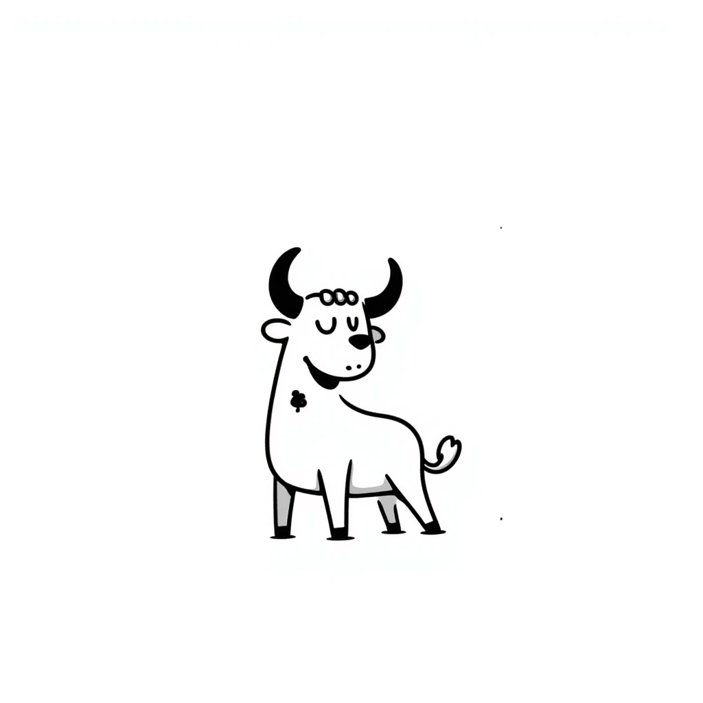 a hand drawn doodle style steer, sketchy, black and white emoji