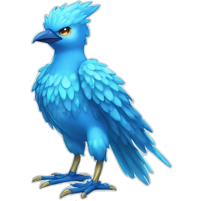 Wet dripping watery Cool Cute Fantasy legendary blue bird water-type-Hydro-Phoenix-avian Fakemon full body emoji