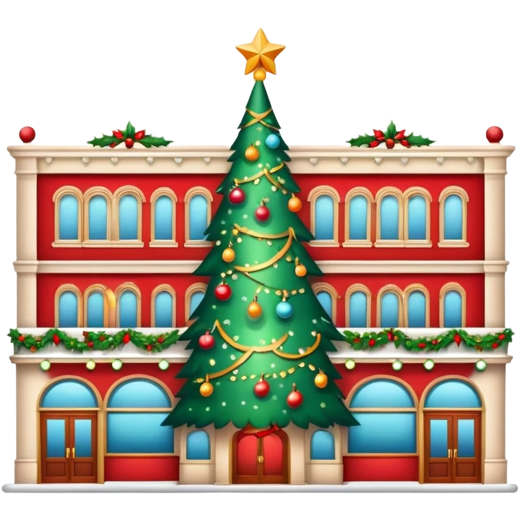 Christmas department store with holiday decorations emoji