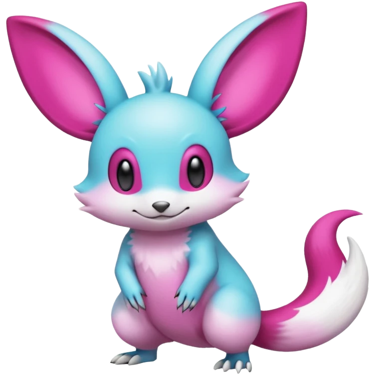 cyan-Magenta-gradients Minccino-Emolga-Vernid-Sergal-fusion-hybrid-animal-creature, full body emoji