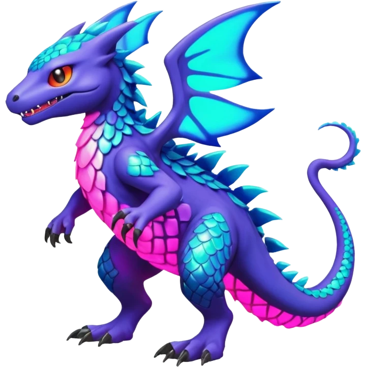 colorful neon-colored Fakémon-Digimon-Fionbri-Trico-creature (full body) emoji
