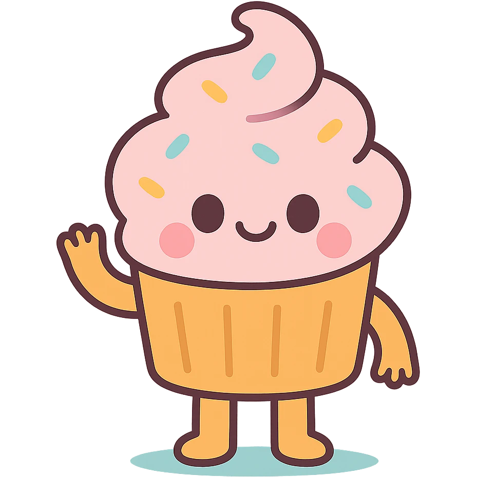 cupcake, soft colors, cute face, pastel toon style emoji