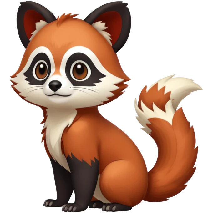 Cute cool white black red-panda-weasel-tanuki-ermine-gryphon-animal hybrid Fakemon full body emoji