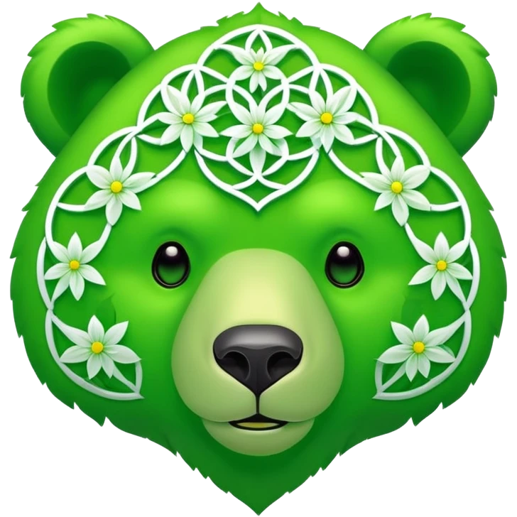 neon green bear face with the flower of life on its forehead emoji