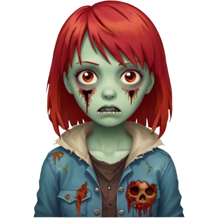 create a zombie girl with red hair and bangs emoji