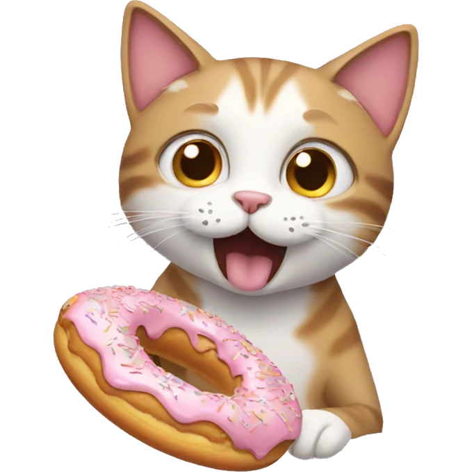 Cat eating doughnuts emoji