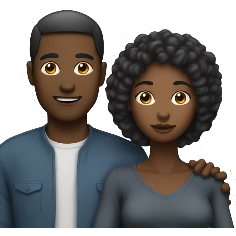 White man black woman couple emoji