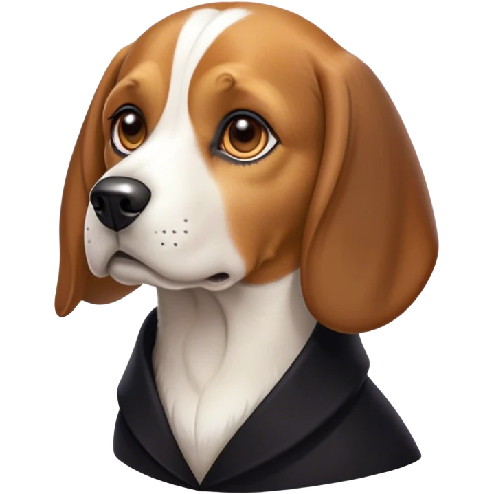 Cinematic Noble Beagle Portrait Emoji, Poised and regal, with a compact, sturdy build and a well-groomed coat of white, brown, and black, deep-set soulful hazel eyes, Simplified yet sharp and sophisticated features, highly detailed, glowing with a soft, dignified glow, high shine, intelligent and loyal, stylized with an air of strength, focused and attentive, soft glowing outline, capturing the essence of a watchful and confident companion, so majestic it feels as though it could step out of the screen with effortless authority! emoji