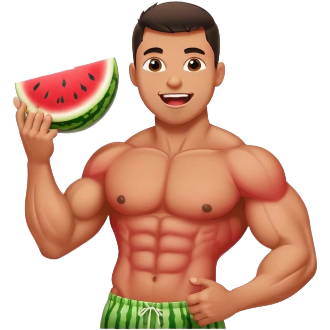 muscular watermelon lip bite cute man emoji