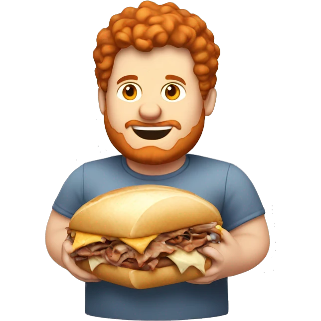 Fat red hair guy eating cheesesteak emoji