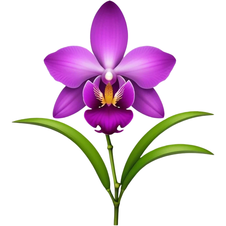 single purple Dendrobium Orchid flower, stem emoji