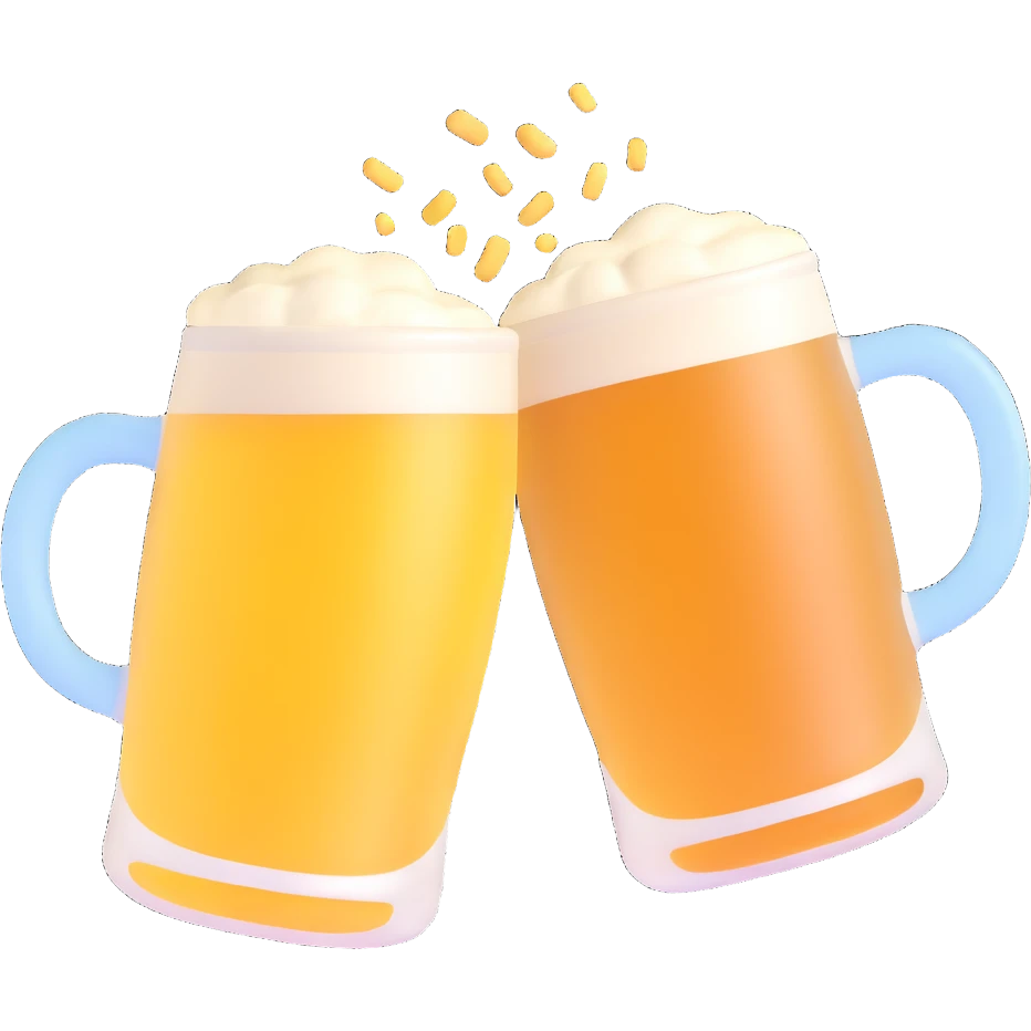 two beer mugs clinking together in a toast emoji