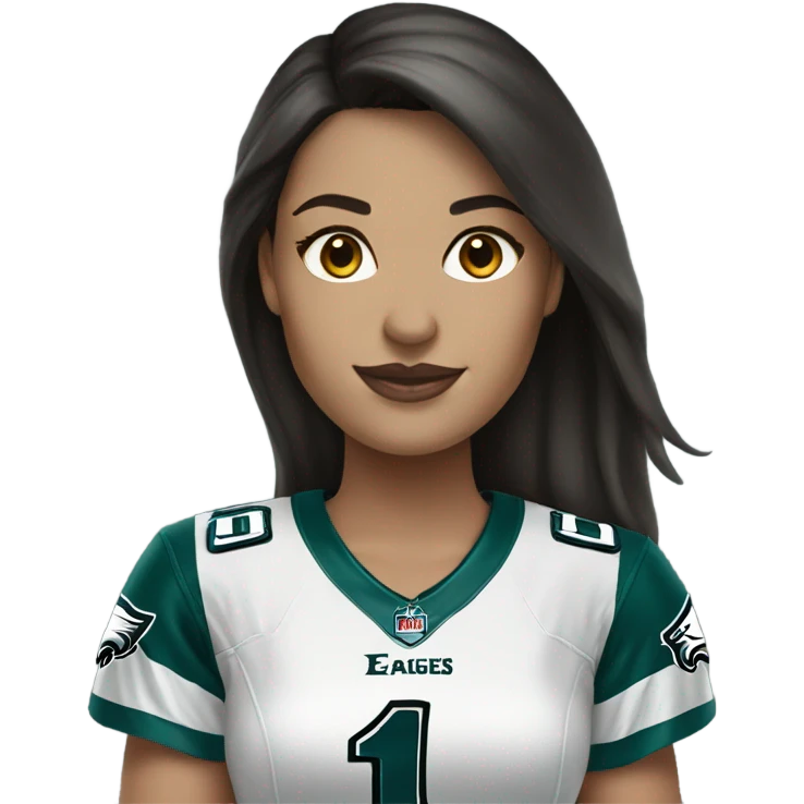  White female brunette wearing Philadelphia Eagles jersey emoji