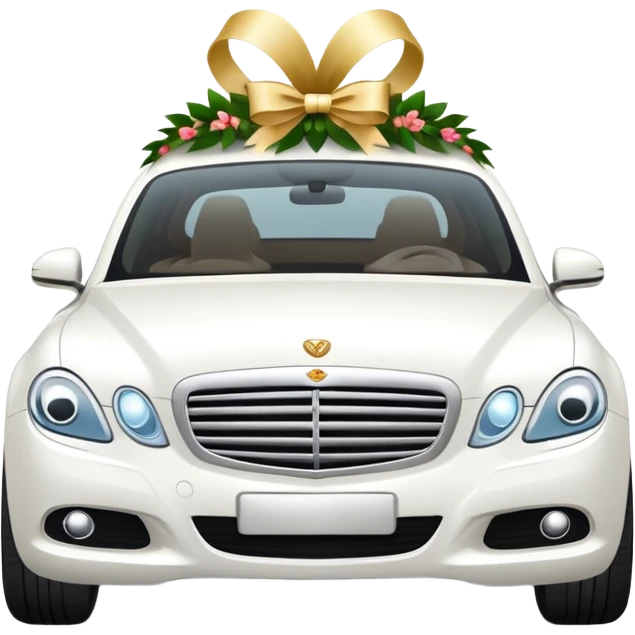 luxury car with wedding decorations, horizontal emoji