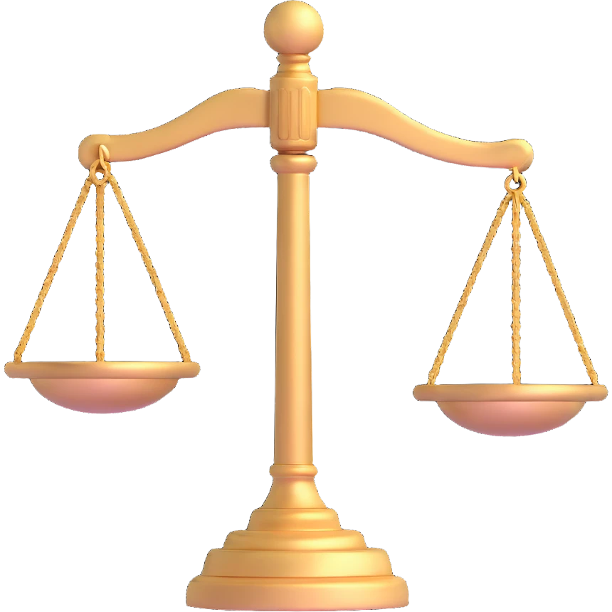 3D scales of justice with gavel emoji