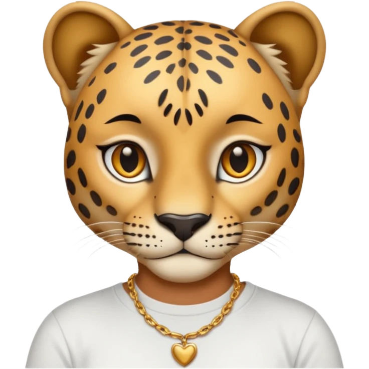 leopard wearing necklace and T-shirt emoji