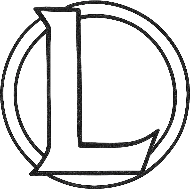 hand-drawn outlined League of Legends logo icon emoji