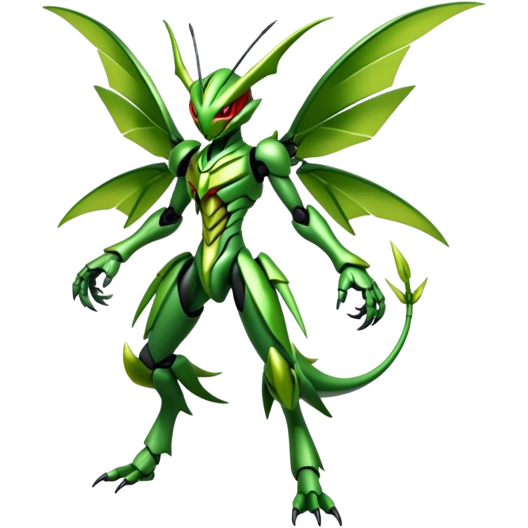  Cool Edgy Shiny Futuristic Ethereal Legendary Scizor-Scyther-Digimon-hybrid full body emoji