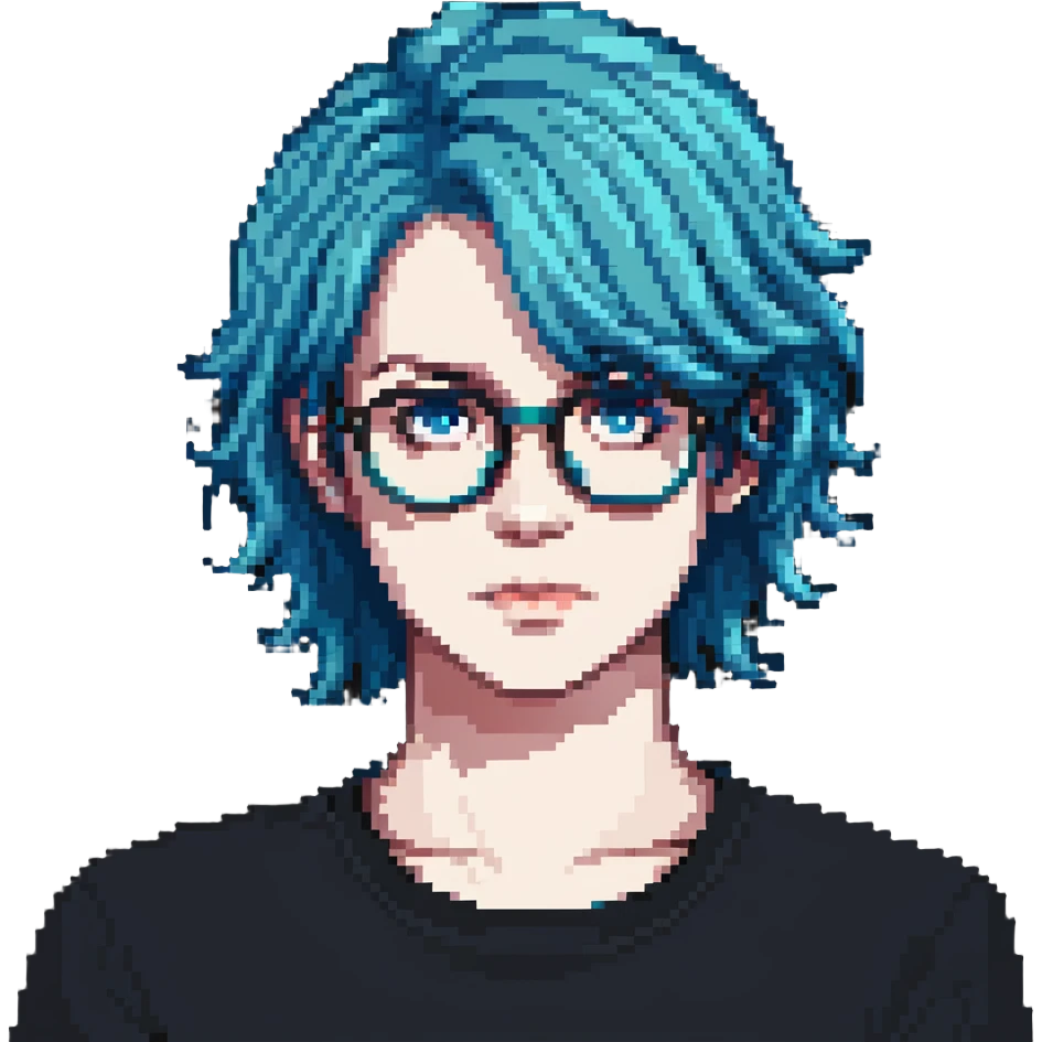 Michou, French YouTuber with blue hair and glasses emoji