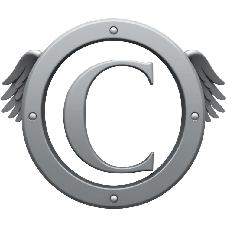 Letter C in multiple different shades of gray from light to dark, 50 shades of gray C, with angel halo emoji