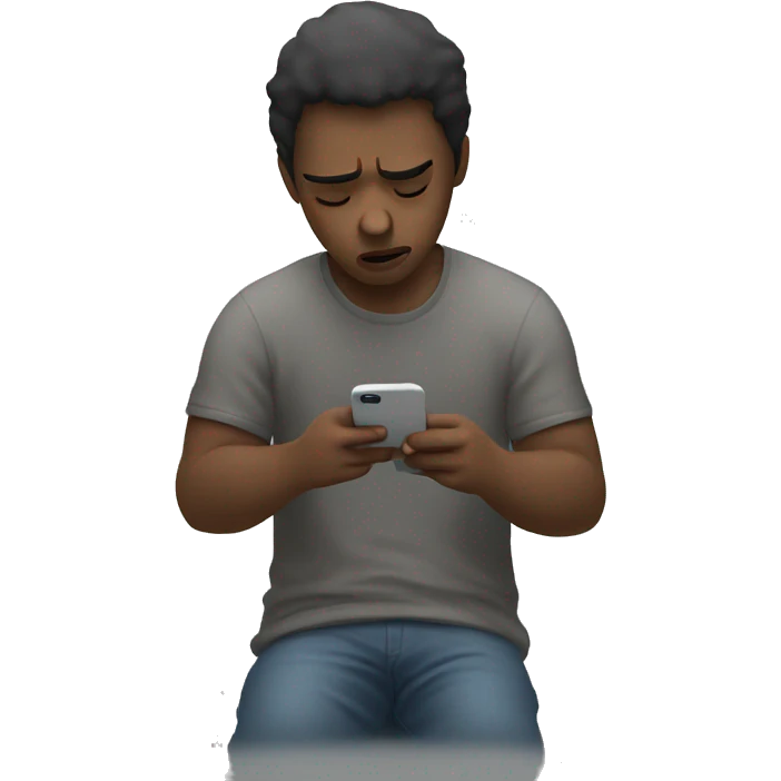 depressed person looking at phone emoji