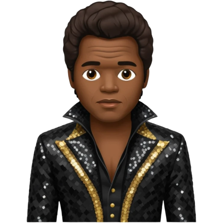 James Brown with dark brown, black sequin outfit emoji