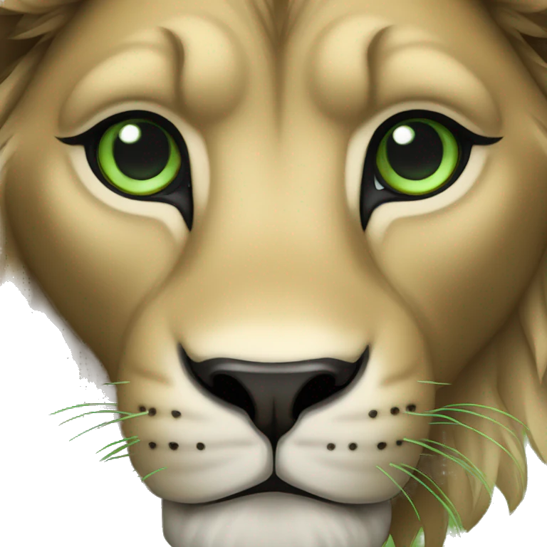 Lion avec des yeux vert emoji