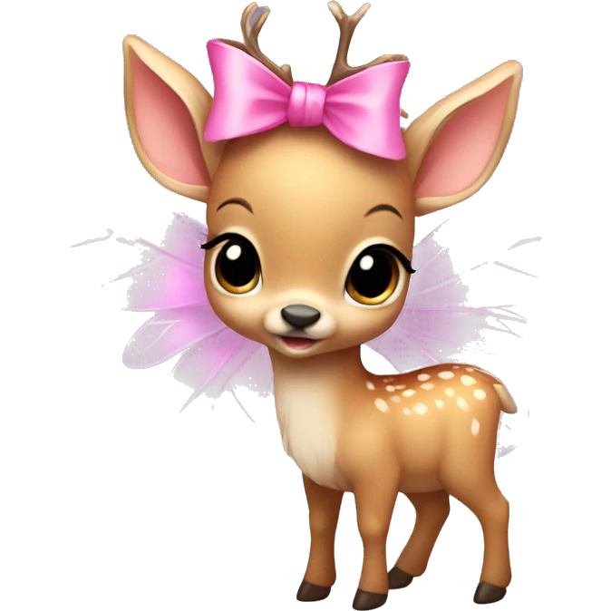 baby deer with fairy wings and a pink bow around its neck  emoji