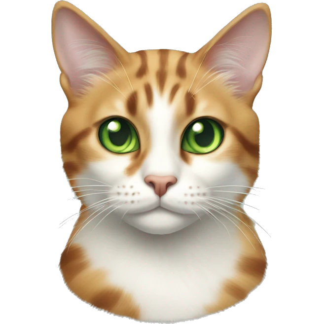 Realistic cat calico atigrated with green eyes emoji