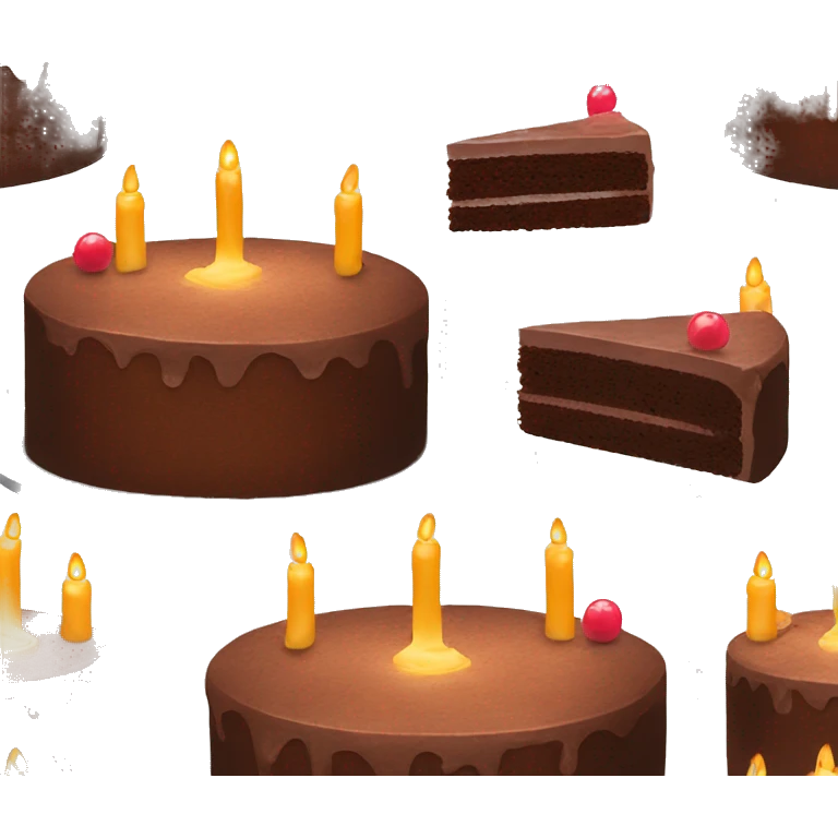 A chocolate cake with candles of different color emoji