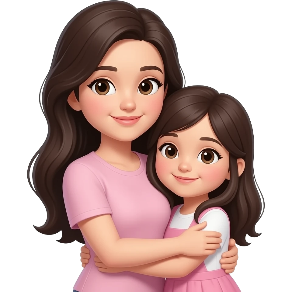 Black hair mom and daughter hugging emoji