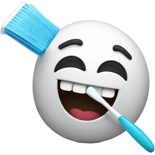 Laugh emoji with toothbrush  emoji