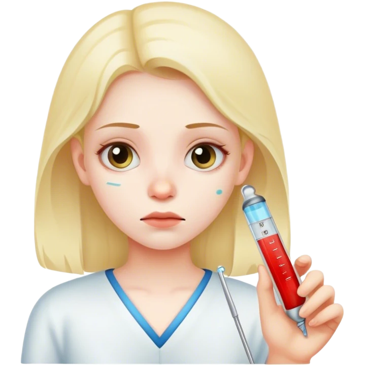 Sick girl with thermometer  emoji