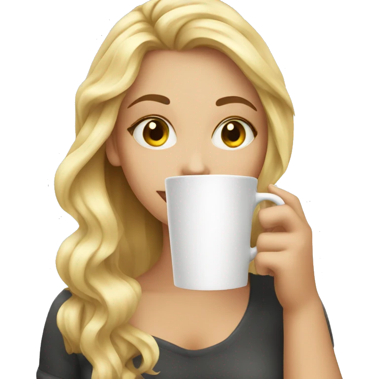 blonde girl drinking coffe iphone style emoji