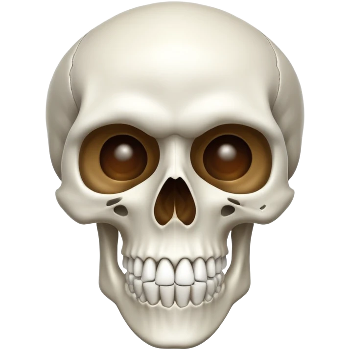 white skull, clean and smooth, detailed features like eye sockets, nasal cavity, and teeth emoji