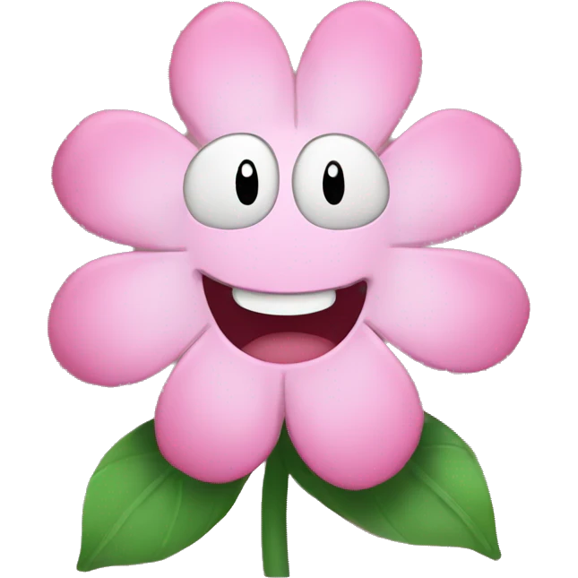 pink flower with happy face emoji