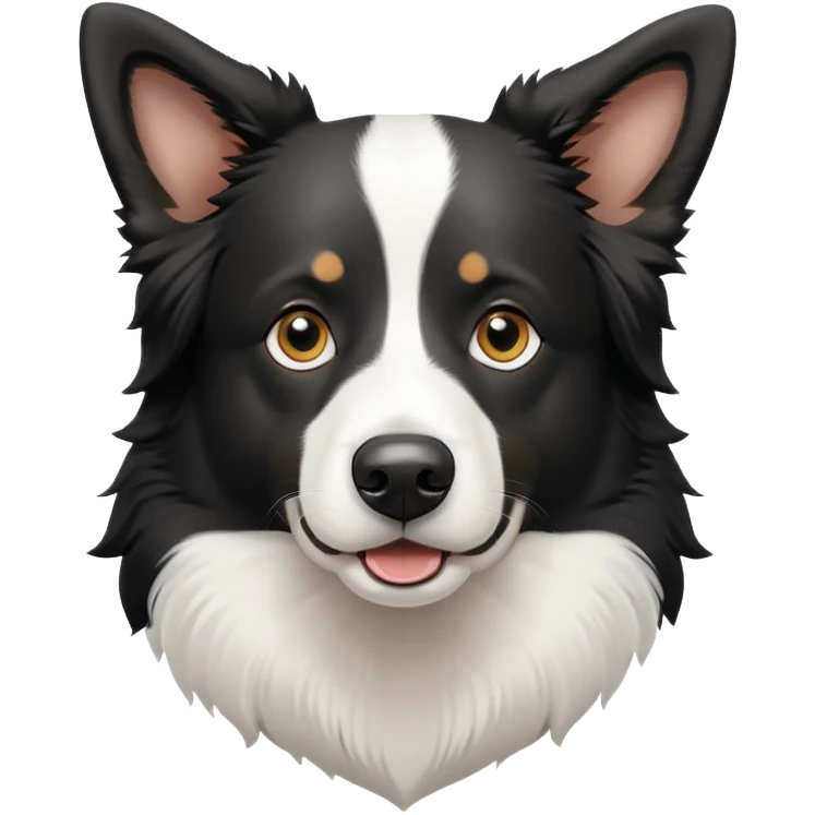 Black and white border collie shepherd dog with alert expression emoji