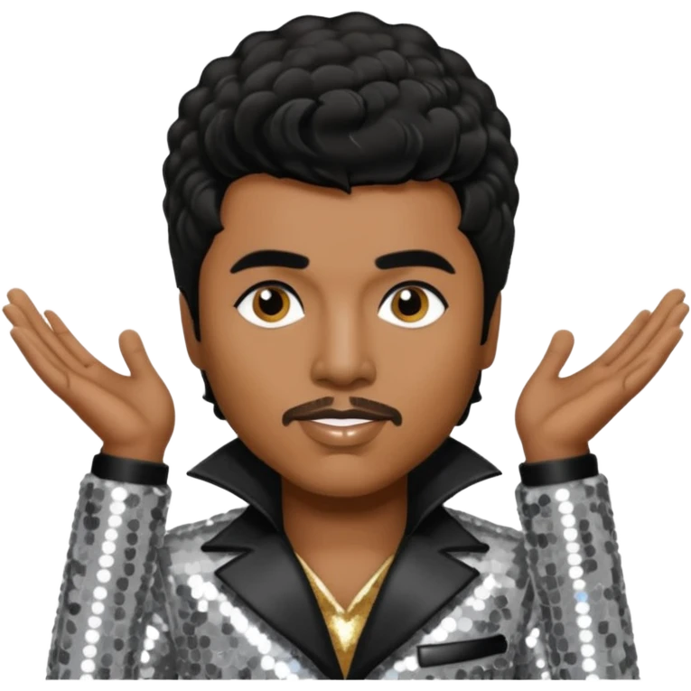 Little Richard with black hair, silver sequin outfit emoji