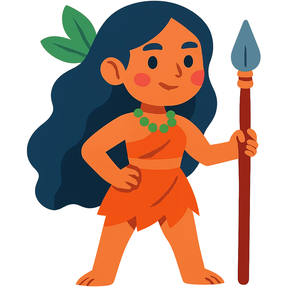 flat toon style jungle girl with vibrant colors, no background emoji