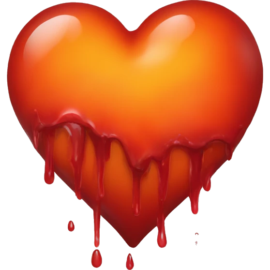 bleeding red heart shape glowing red-orange emoji
