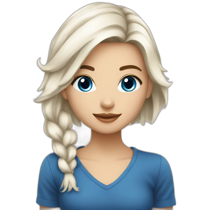 Fille blanche cheveux marron yeux bleu emoji