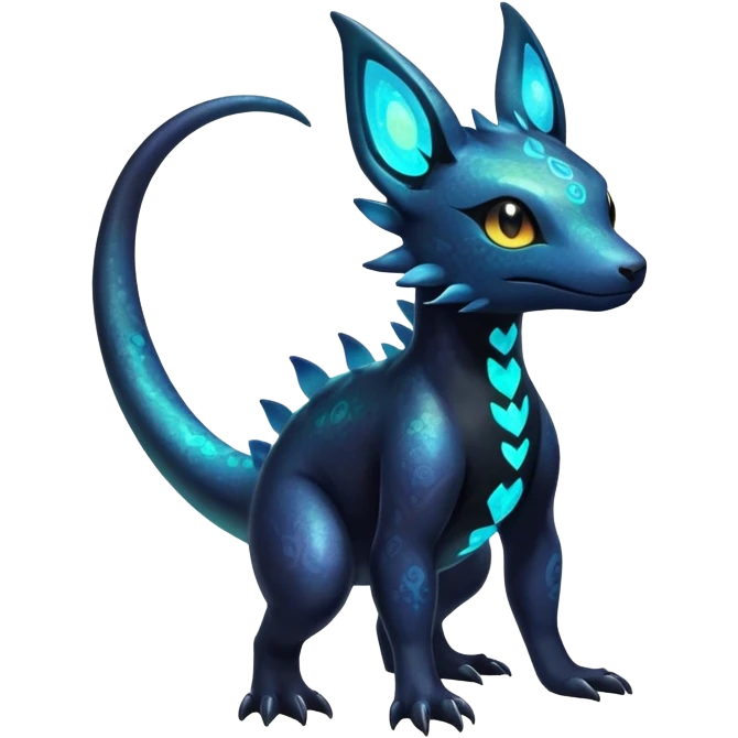 Colorful Iridescent Exotic Nebulae Salandit-Amaura-Umbreon-Fakémon-hybrid-creature (full body)  emoji