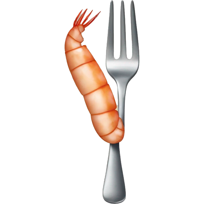 A fork with a shrimp on it emoji