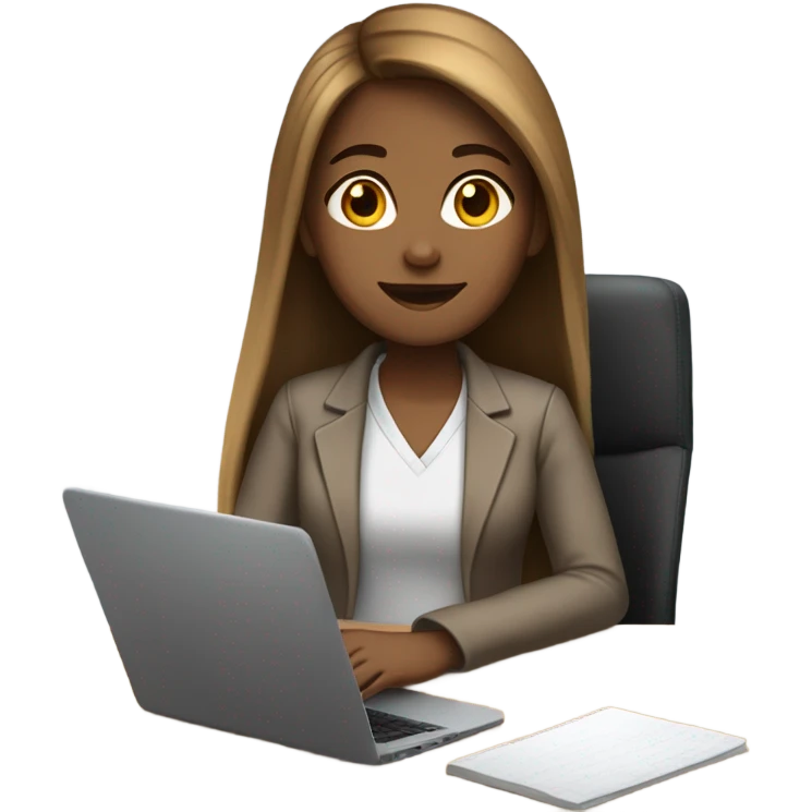 Medium hair straight light skin  Brown girl, computer science intern with a computer  emoji